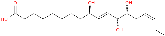 10,15 octadecadienoic acid, 9,12,13 trihydroxy , (9r,10e,12r,13r,15z) rel 